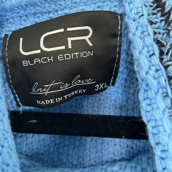 LCR Black Edition Shawl Collar Sweater Greek Key Knitwear Wool‎ Pullover 3XL Men